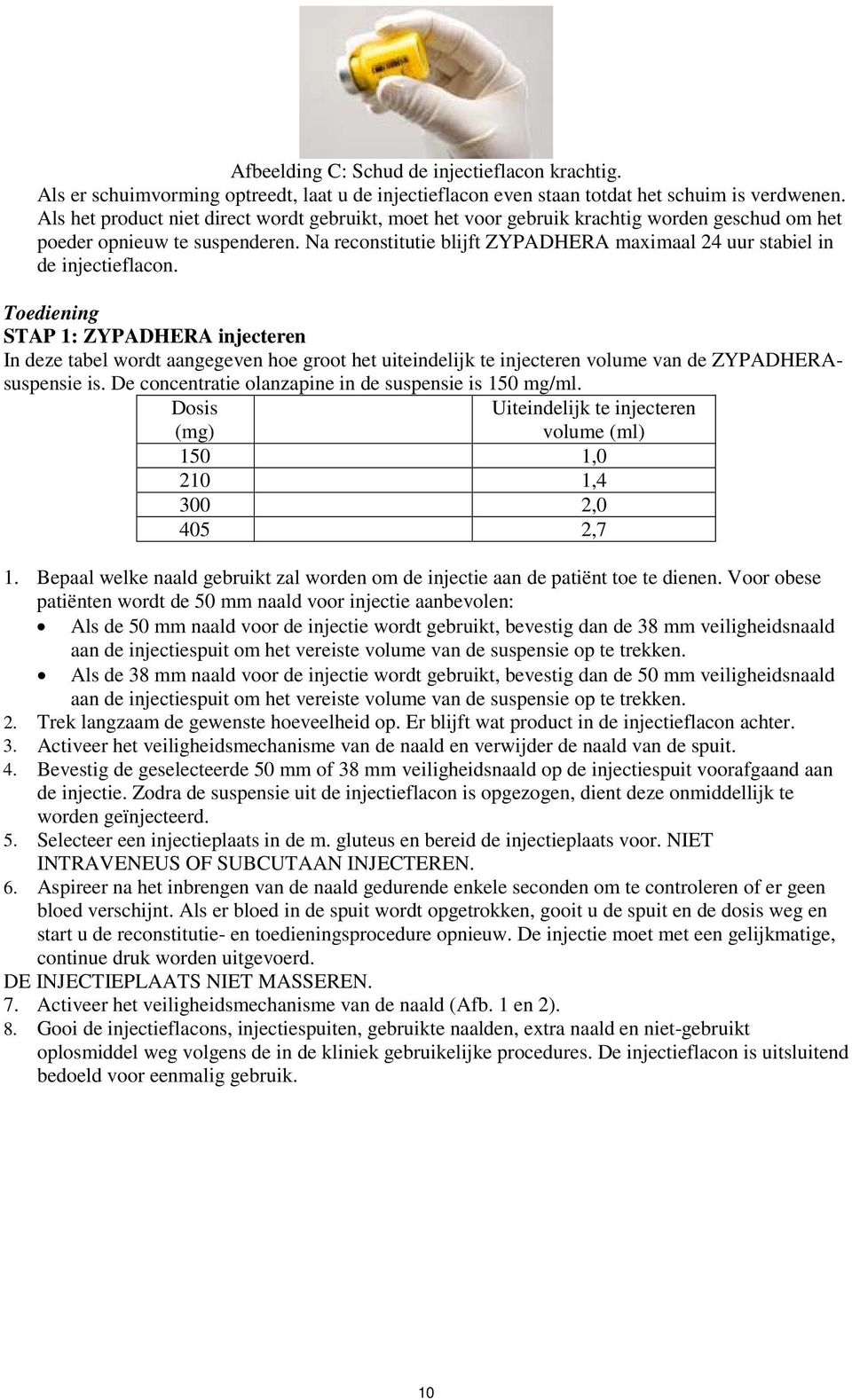 Na reconstitutie blijft ZYPADHERA maximaal 24 uur stabiel in de injectieflacon.