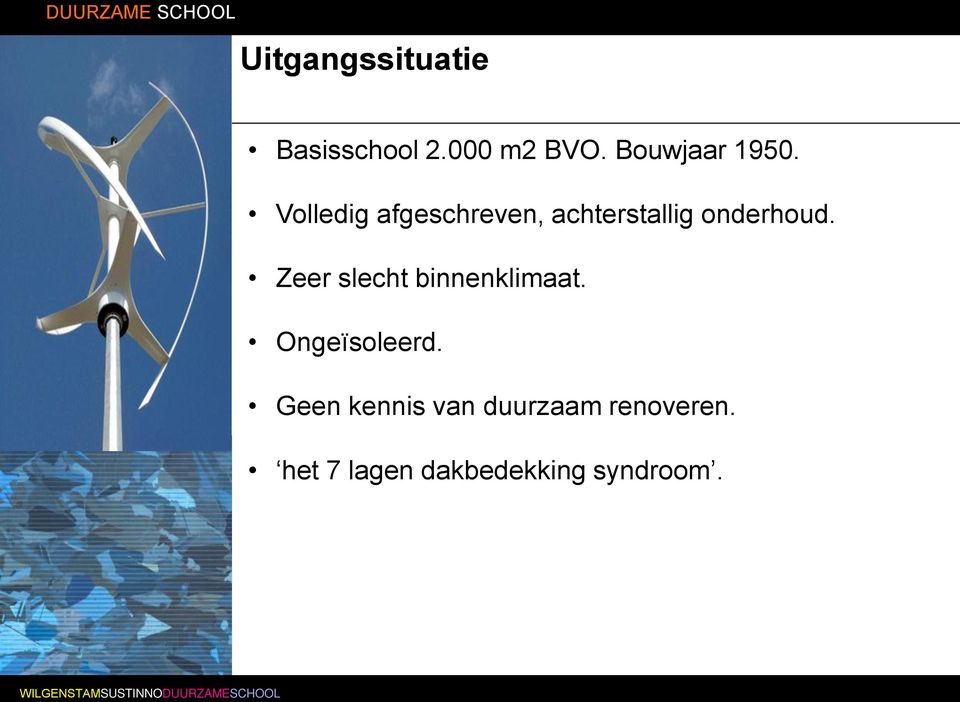 Zeer slecht binnenklimaat. Ongeïsoleerd.