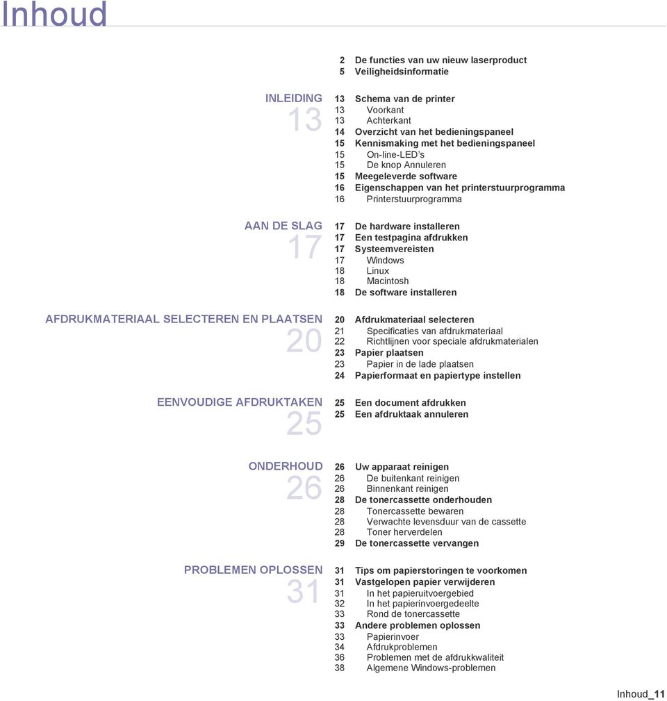afdrukken 17 Systeemvereisten 17 Windows 18 Linux 18 Macintosh 18 De software installeren AFDRUKMATERIAAL SELECTEREN EN PLAATSEN 20 20 Afdrukmateriaal selecteren 21 Specificaties van afdrukmateriaal