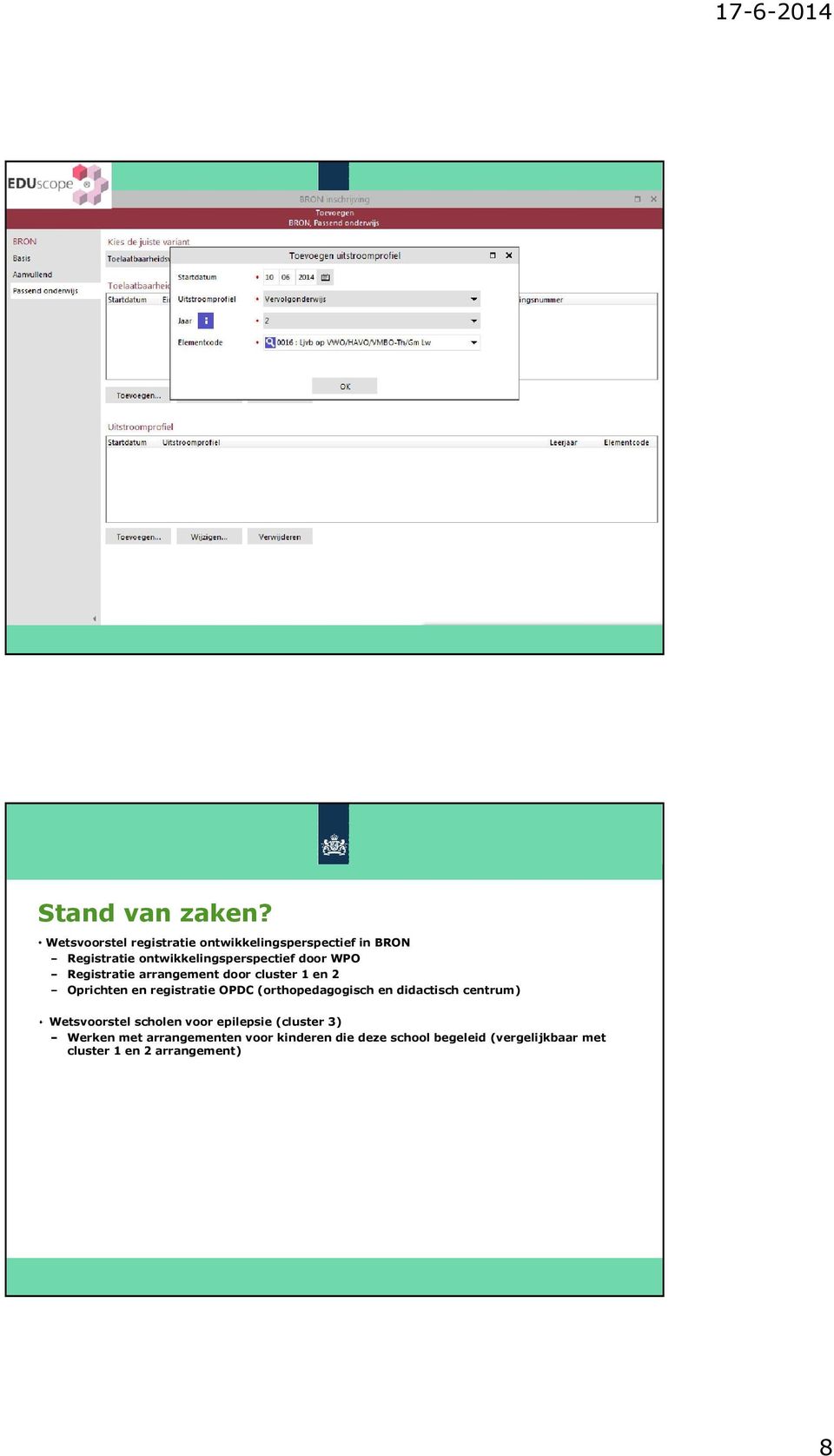 door WPO Registratie arrangement door cluster 1 en 2 Oprichten en registratie OPDC