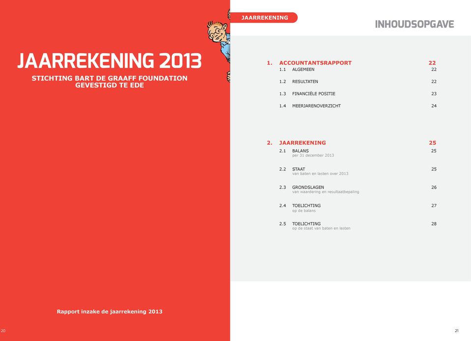 JAARREKENING 25 2.1 BALANS 25 per 31 december 2013 2.2 STAAT 25 van baten en lasten over 2013 2.