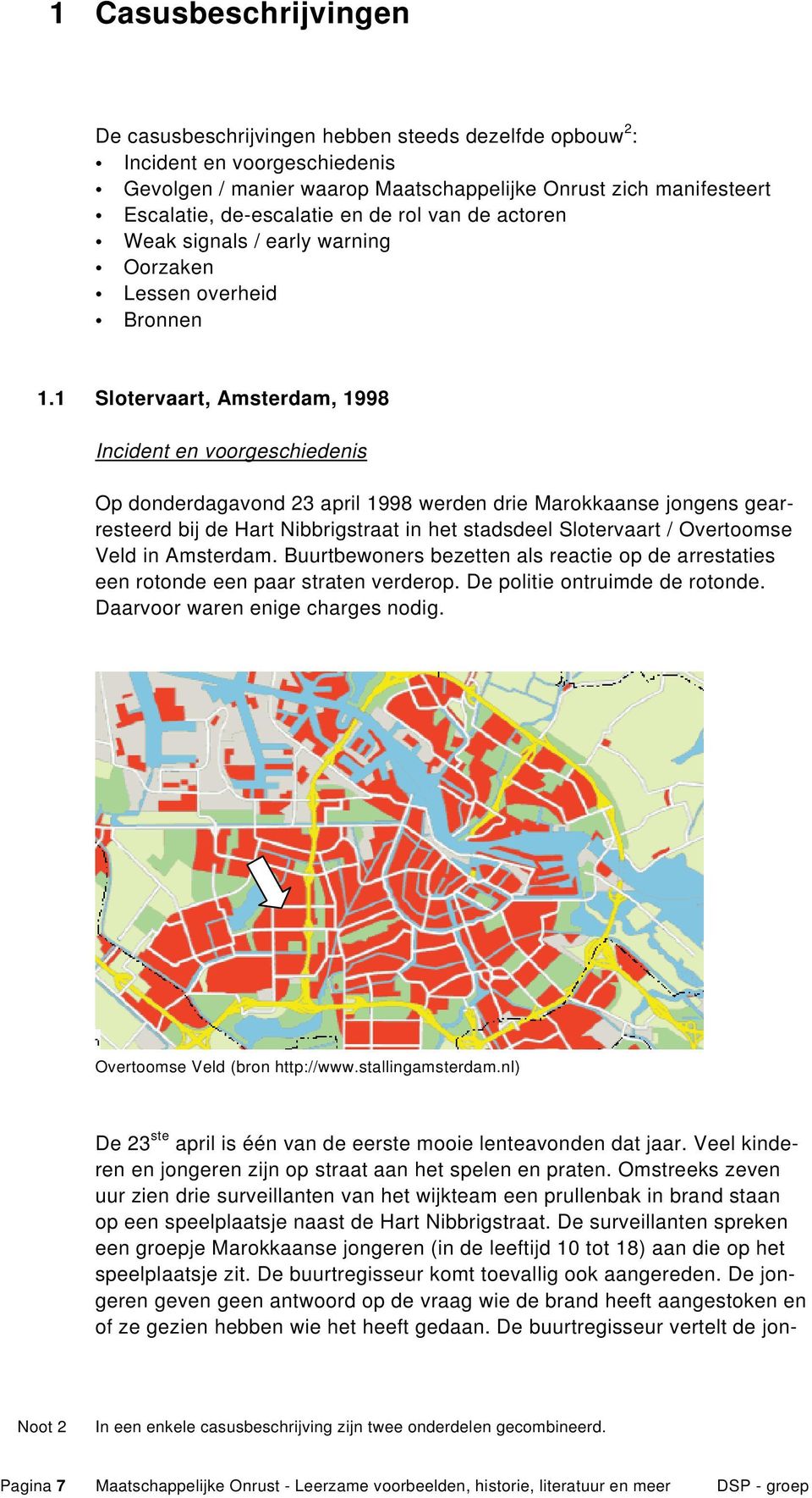 1 Slotervaart, Amsterdam, 1998 Incident en voorgeschiedenis Op donderdagavond 23 april 1998 werden drie Marokkaanse jongens gearresteerd bij de Hart Nibbrigstraat in het stadsdeel Slotervaart /