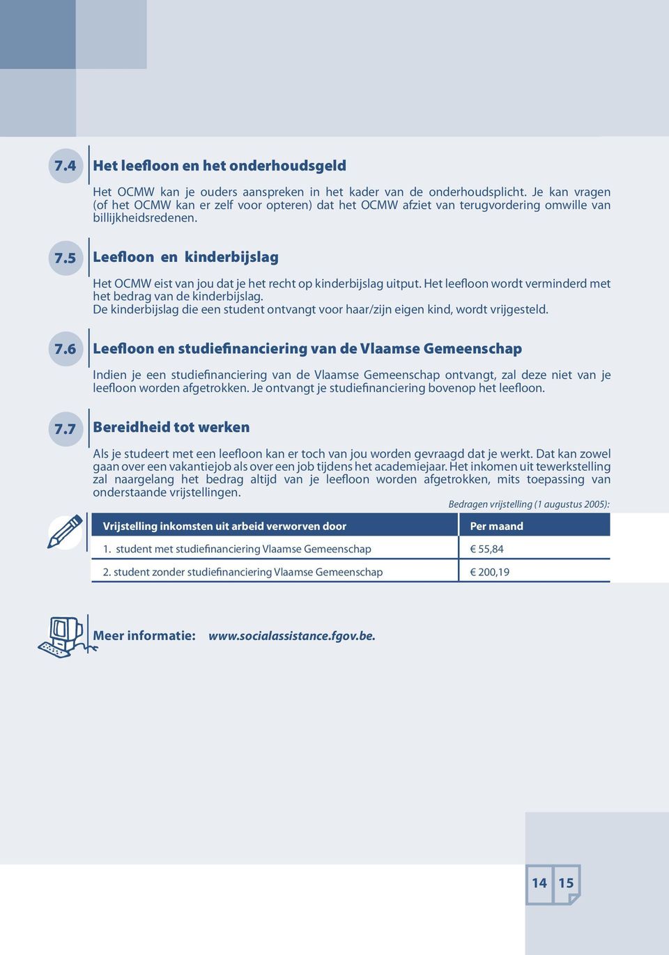 Leefloon en kinderbijslag Het OCMW eist van jou dat je het recht op kinderbijslag uitput. Het leefloon wordt verminderd met het bedrag van de kinderbijslag.