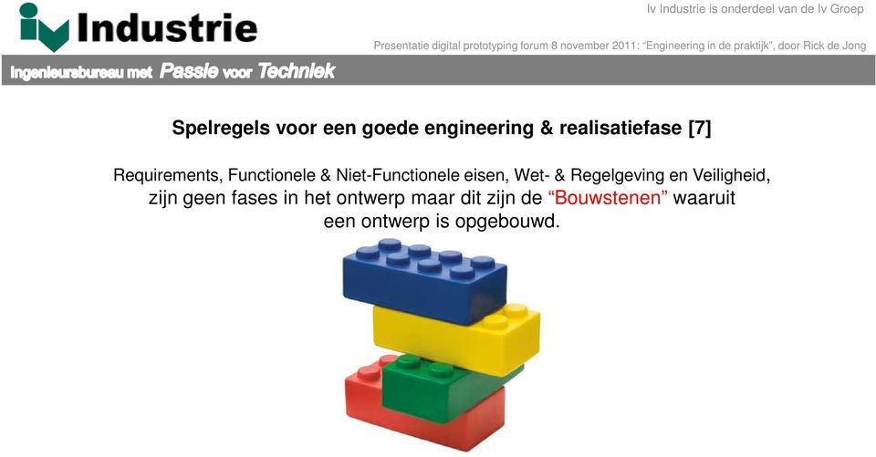 Regelgeving en Veiligheid, zijn geen fases in het ontwerp