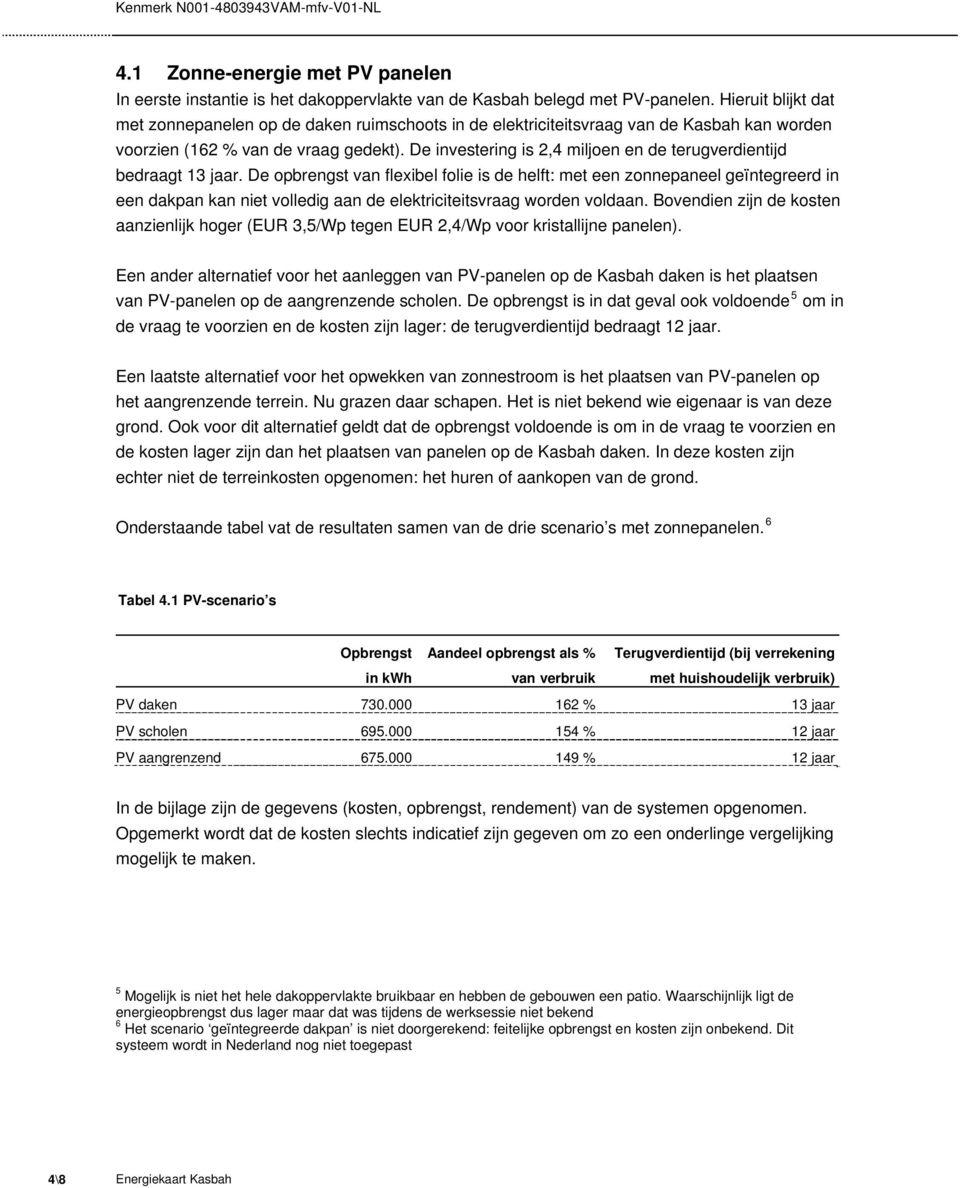 De investering is 2,4 miljoen en de terugverdientijd bedraagt 13 jaar.