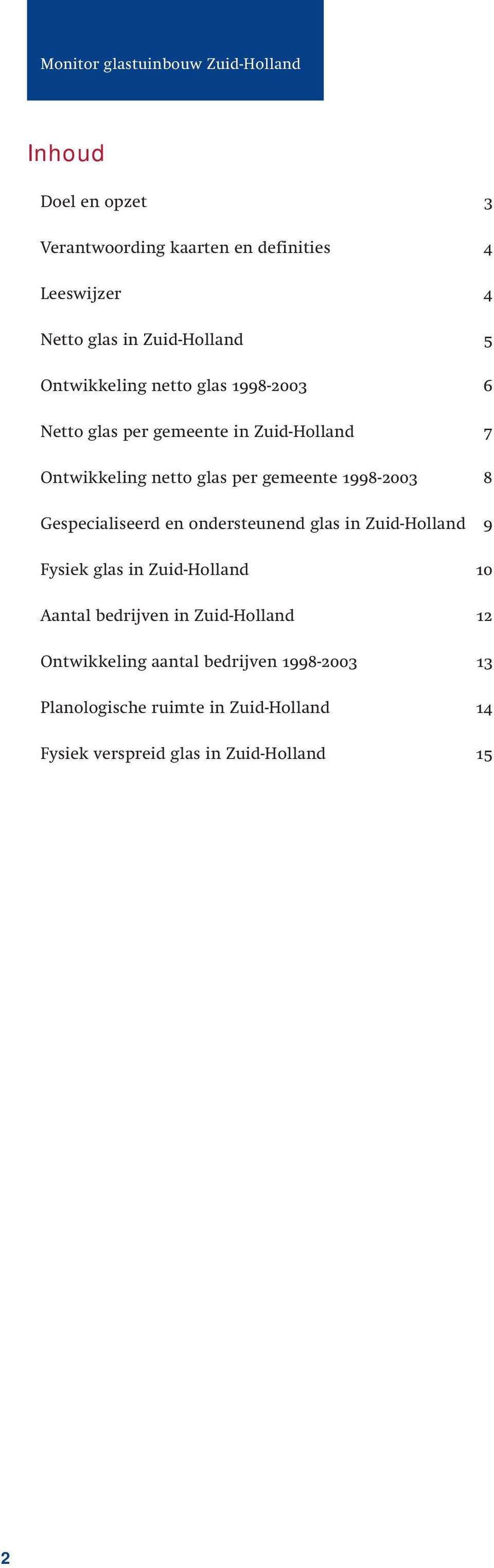 Gespecialiseerd en ondersteunend glas in Zuid-Holland 9 Fysiek glas in Zuid-Holland 10 Aantal bedrijven in Zuid-Holland