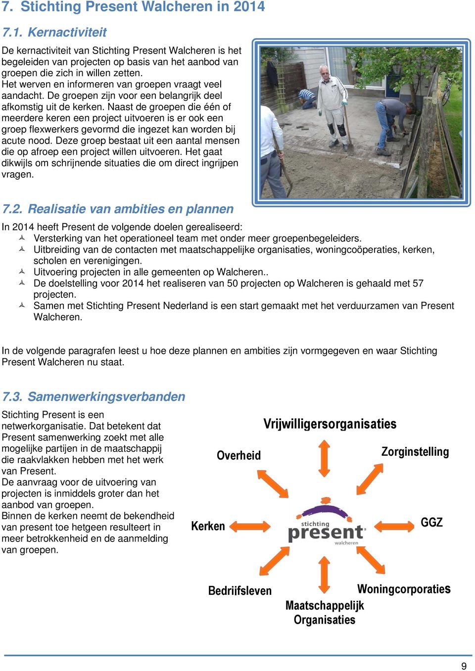 Naast de groepen die één of meerdere keren een project uitvoeren is er ook een groep flexwerkers gevormd die ingezet kan worden bij acute nood.