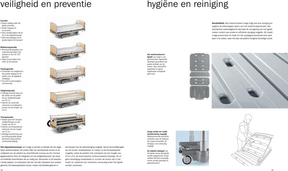 Het doordachte materiaalgebruik alsmede de vormgeving van het ligvlak maken rondom een snelle en efficiënte reiniging mogelijk.