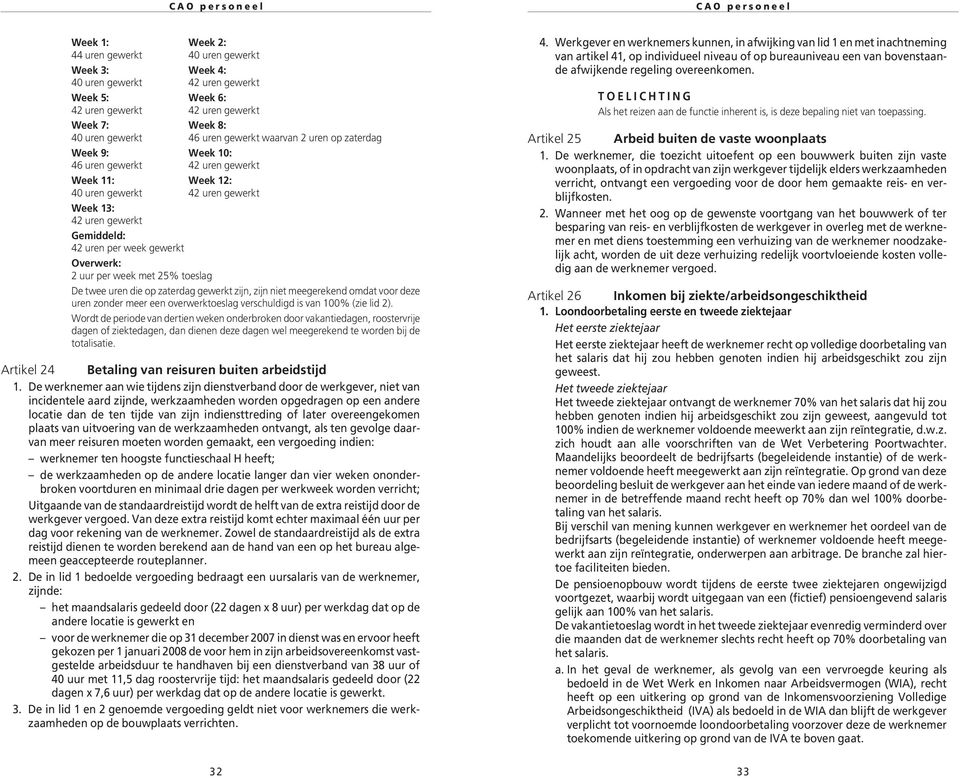 week met 25% toeslag De twee uren die op zaterdag gewerkt zijn, zijn niet meegerekend omdat voor deze uren zonder meer een overwerktoeslag verschuldigd is van 100% (zie lid 2).