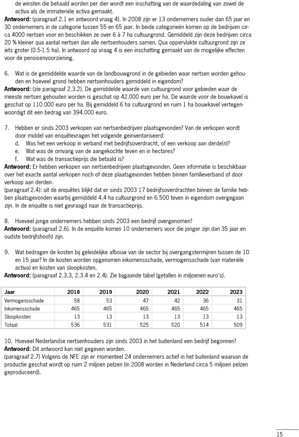 In beide categorieën komen op de bedrijven cir ca 4000 nertsen voor en beschikken ze over 6 à 7 ha cultuurgrond.