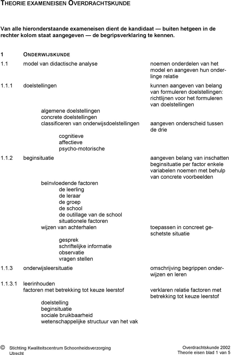 formuleren van doelstellingen algemene doelstellingen concrete doelstellingen classificeren van onderwijsdoelstellingen cognitieve affectieve psycho-motorische aangeven onderscheid tussen de drie 1.