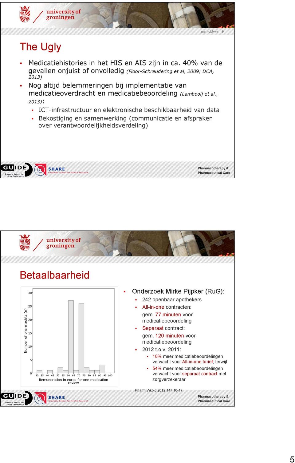 , 2013): ICT-infrastructuur en elektronische beschikbaarheid van data Bekostiging en samenwerking (communicatie en afspraken over verantwoordelijkheidsverdeling) Betaalbaarheid Onderzoek Mirke