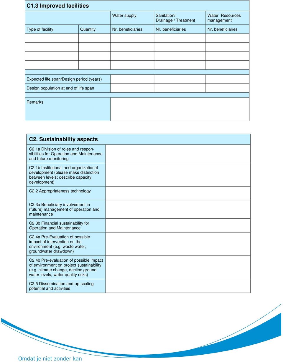 1a Division of roles and responsibilities for Operation and Maintenance and future monitoring C2.