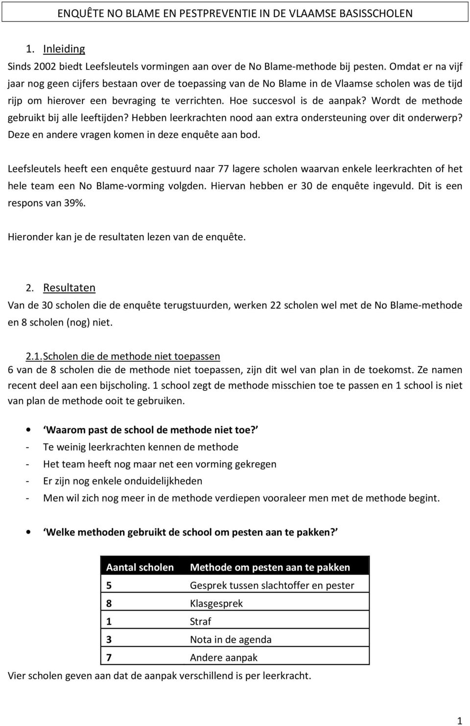 Wordt de methode gebruikt bij alle leeftijden? Hebben leerkrachten nood aan extra ondersteuning over dit onderwerp? Deze en andere vragen komen in deze enquête aan bod.