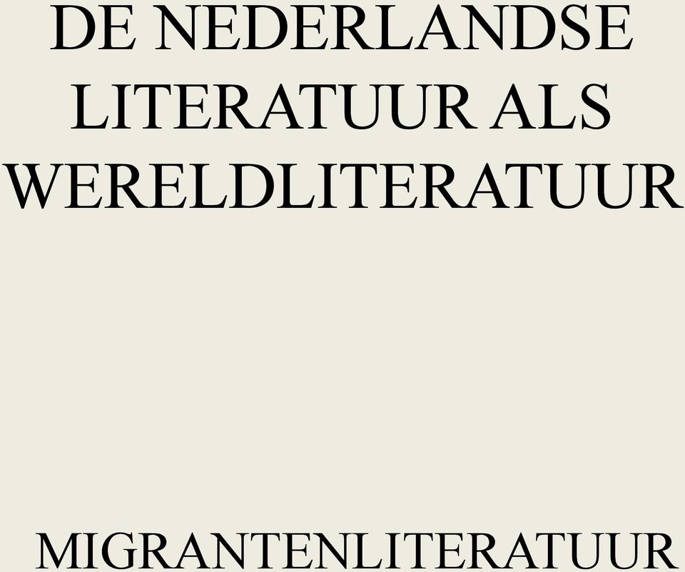 WERELDLITERATUUR