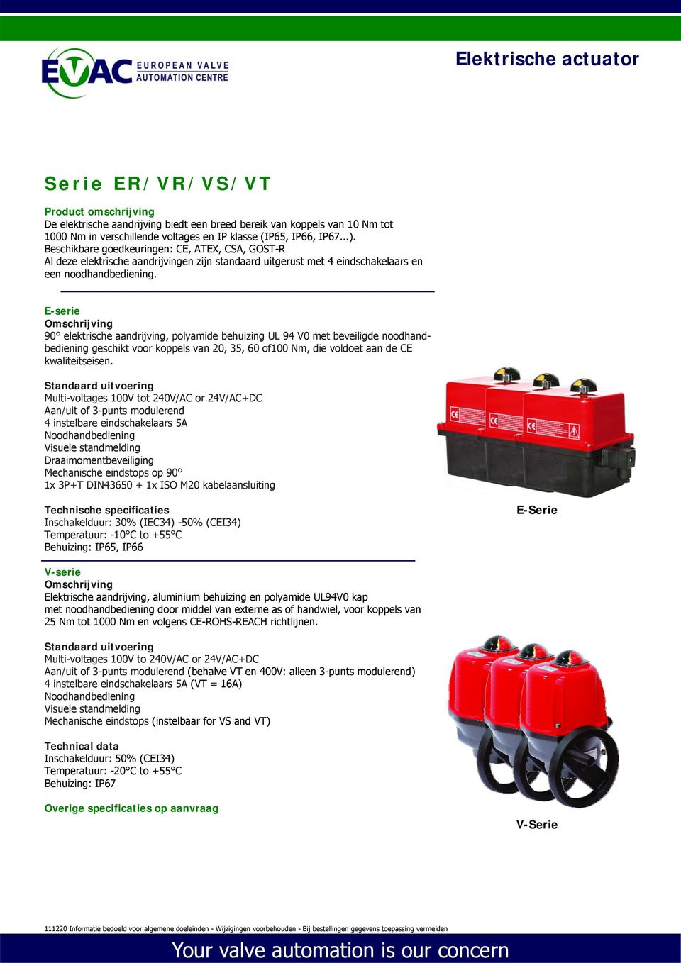 E-serie Omschrijving 90 elektrische aandrijving, polyamide behuizing UL 94 V0 met beveiligde noodhandbediening geschikt voor koppels van 20, 35, 60 of100 Nm, die voldoet aan de CE kwaliteitseisen.