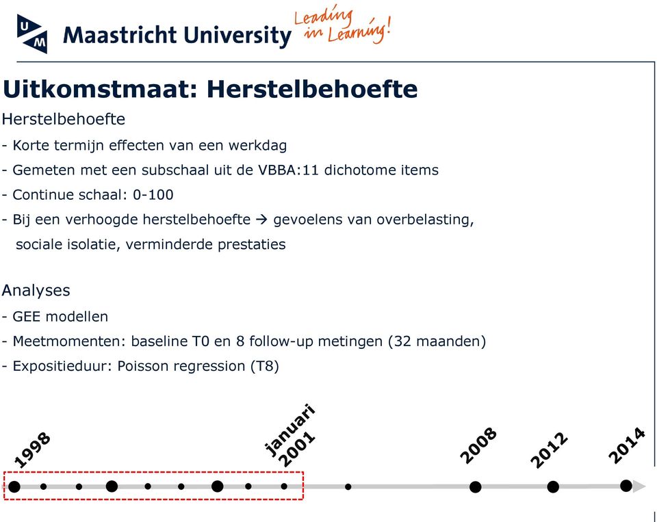 herstelbehoefte gevoelens van overbelasting, sociale isolatie, verminderde prestaties Analyses - GEE