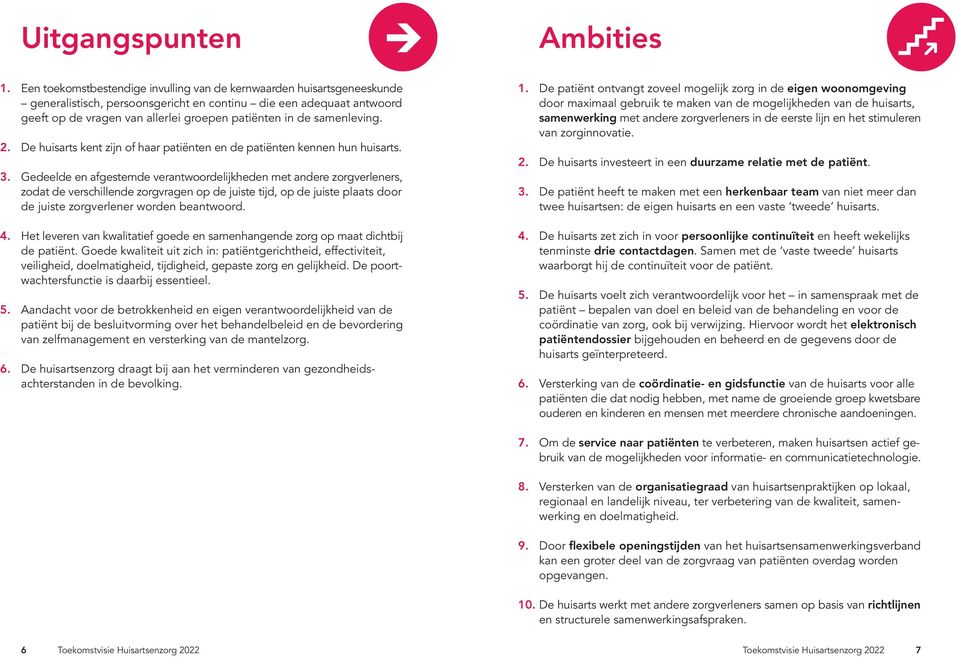 samenleving. 2. De huisarts kent zijn of haar patiënten en de patiënten kennen hun huisarts. 3.