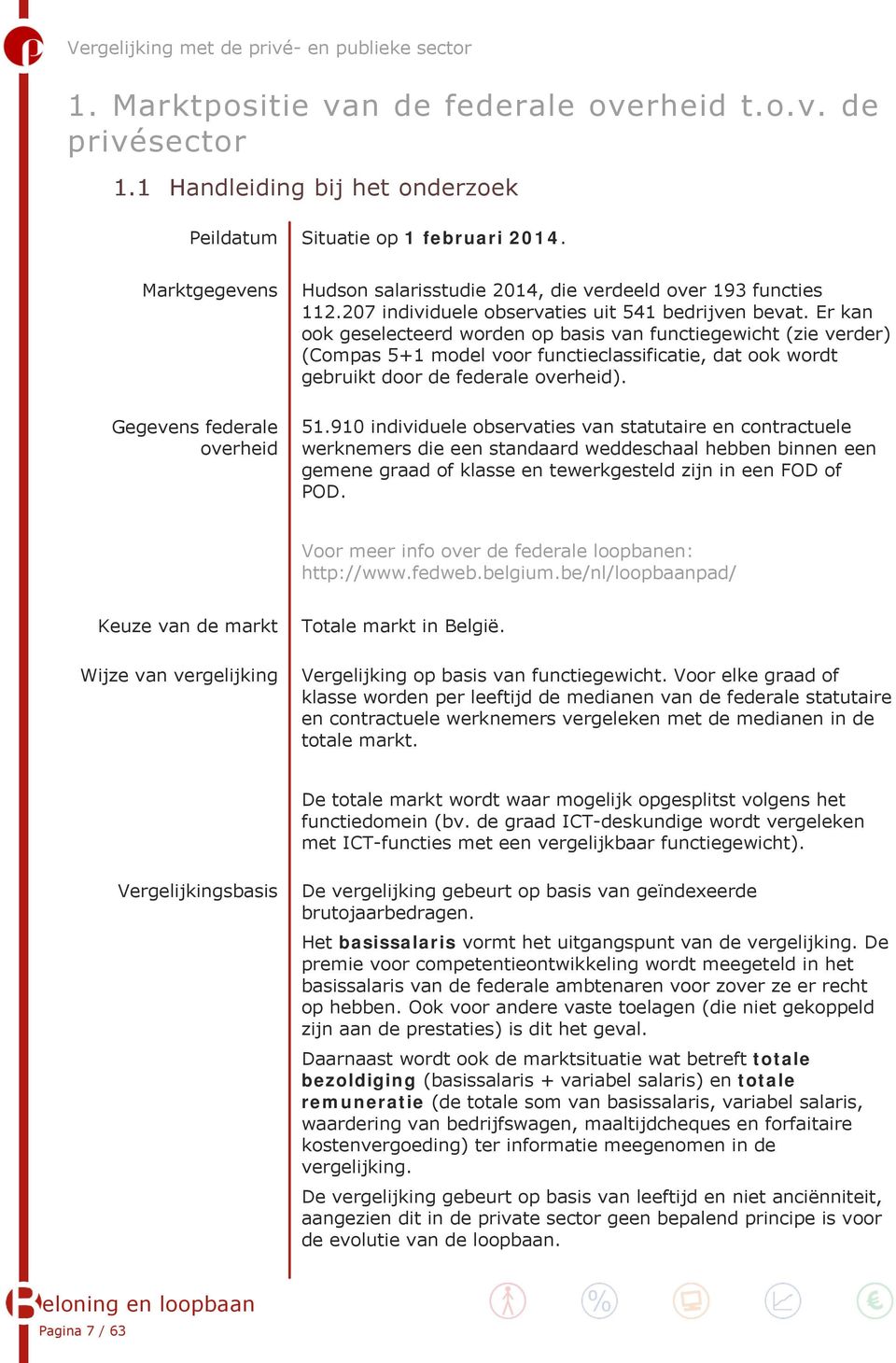 Er kan ook geselecteerd worden op basis van functiegewicht (zie verder) (Compas 5+1 model voor functieclassificatie, dat ook wordt gebruikt door de federale overheid). 51.