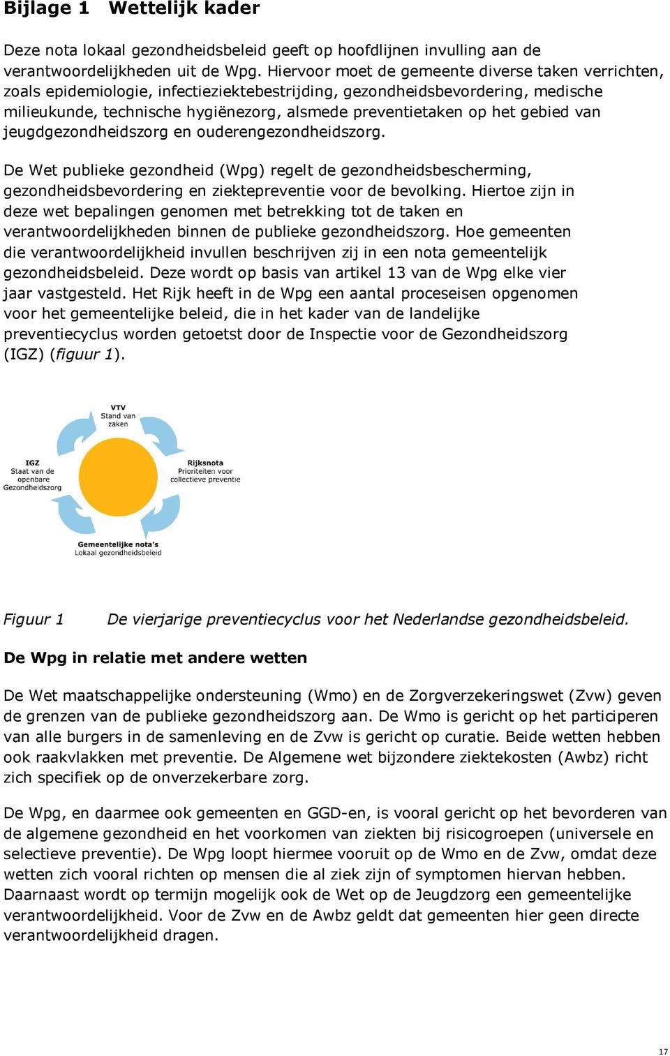 gebied van jeugdgezondheidszorg en ouderengezondheidszorg. De Wet publieke gezondheid (Wpg) regelt de gezondheidsbescherming, gezondheidsbevordering en ziektepreventie voor de bevolking.