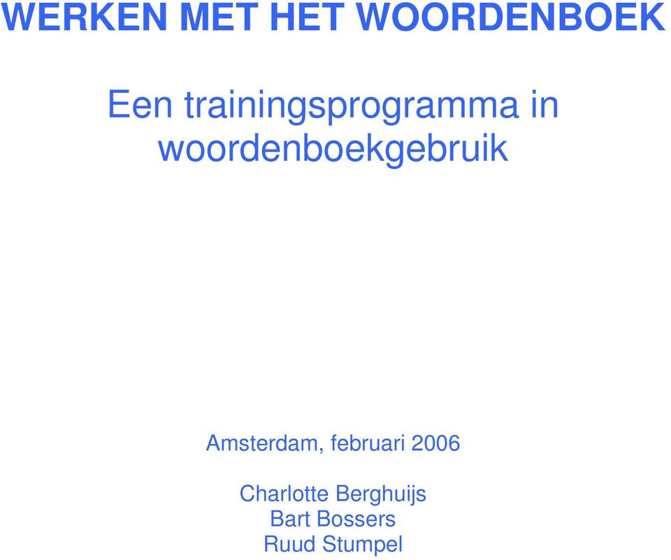 woordenboekgebruik Amsterdam,