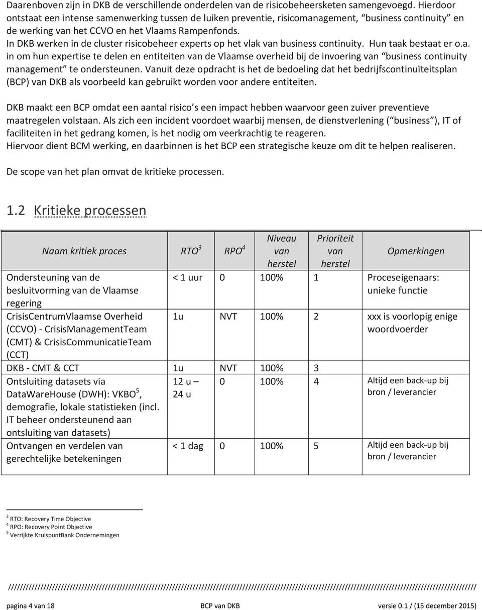 In DKB werken in de cluster risicobeheer experts op het vlak van business continuity. Hun taak bestaat er o.a. in om hun expertise te delen en entiteiten van de Vlaamse overheid bij de invoering van business continuity management te ondersteunen.