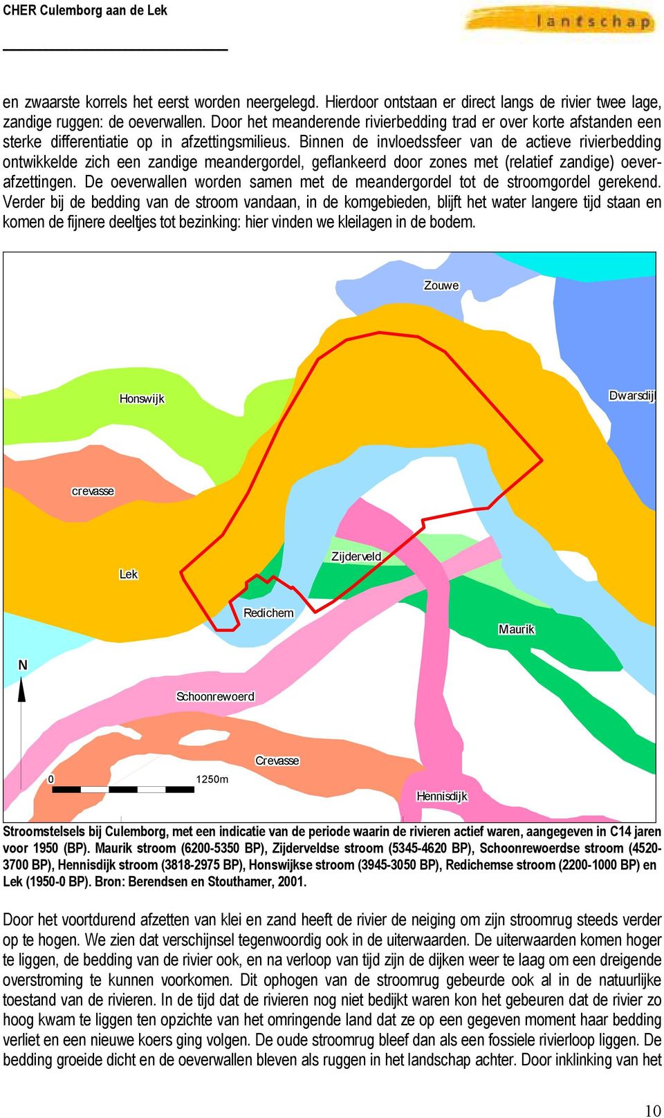 Binnen de invloedssfeer van de actieve rivierbedding ontwikkelde zich een zandige meandergordel, geflankeerd door zones met (relatief zandige) oeverafzettingen.