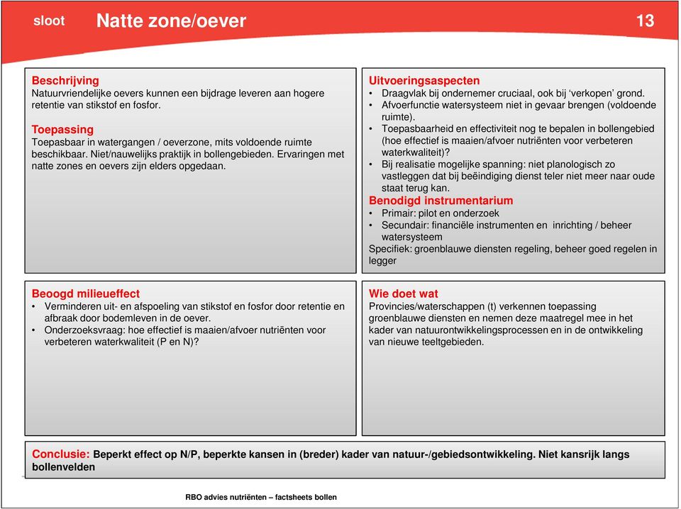 Afvoerfunctie watersysteem niet in gevaar brengen (voldoende ruimte).