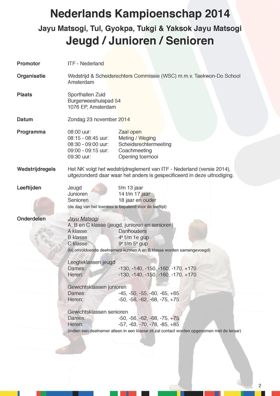 Scheidsrechtermeeting 09:00-09:15 uur: Coachmeeting 09:30 uur: Opening toernooi Wedstrijdregels Het NK volgt het wedstrijdreglement van ITF - Nederland (versie 2014), uitgezonderd daar waar het