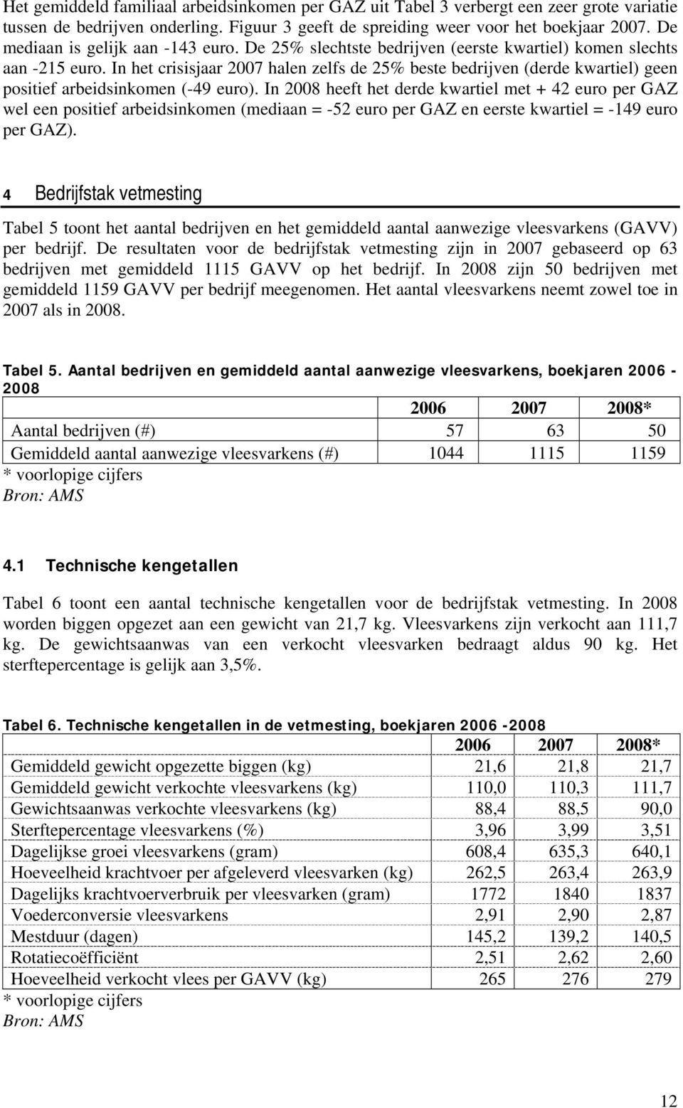 In het crisisjaar 2007 halen zelfs de 25% beste bedrijven (derde kwartiel) geen positief arbeidsinkomen (-49 euro).