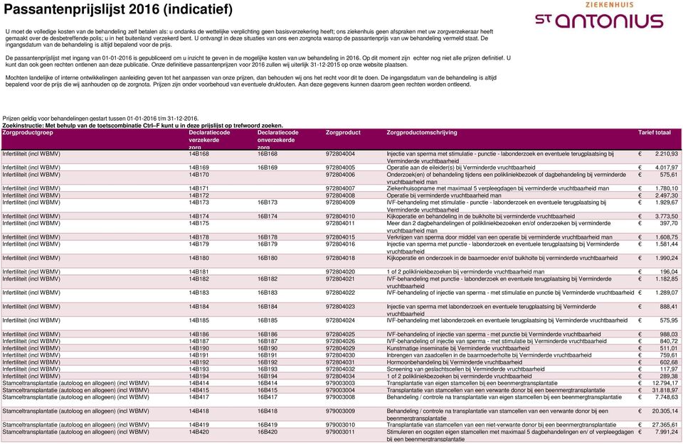 De ingangsdatum van de behandeling is altijd bepalend voor de prijs.