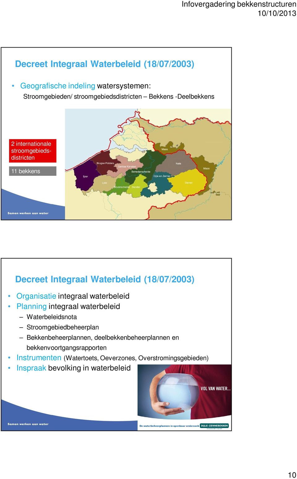 integraal waterbeleid Planning integraal waterbeleid Waterbeleidsnota Stroomgebiedbeheerplan Bekkenbeheerplannen,