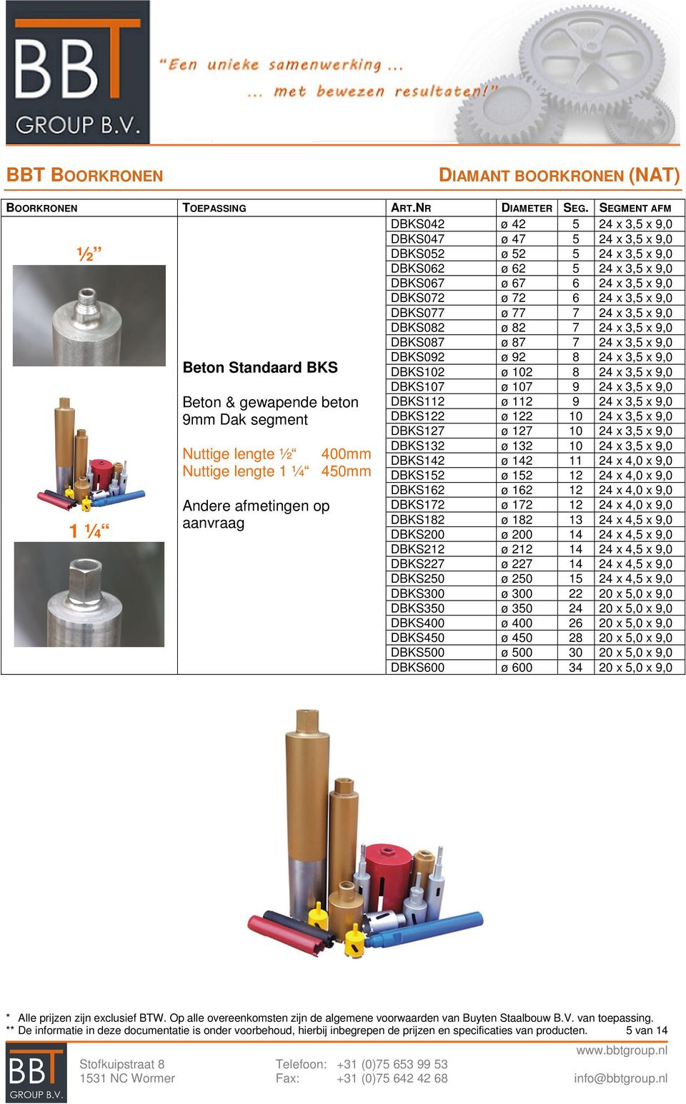 afmetingen op aanvraag DBKS052 ø 52 5 24 x 3,5 x 9,0 DBKS062 ø 62 5 24 x 3,5 x 9,0 DBKS067 ø 67 6 24 x 3,5 x 9,0 DBKS072 ø 72 6 24 x 3,5 x 9,0 DBKS077 ø 77 7 24 x 3,5 x 9,0 DBKS082 ø 82 7 24 x 3,5 x