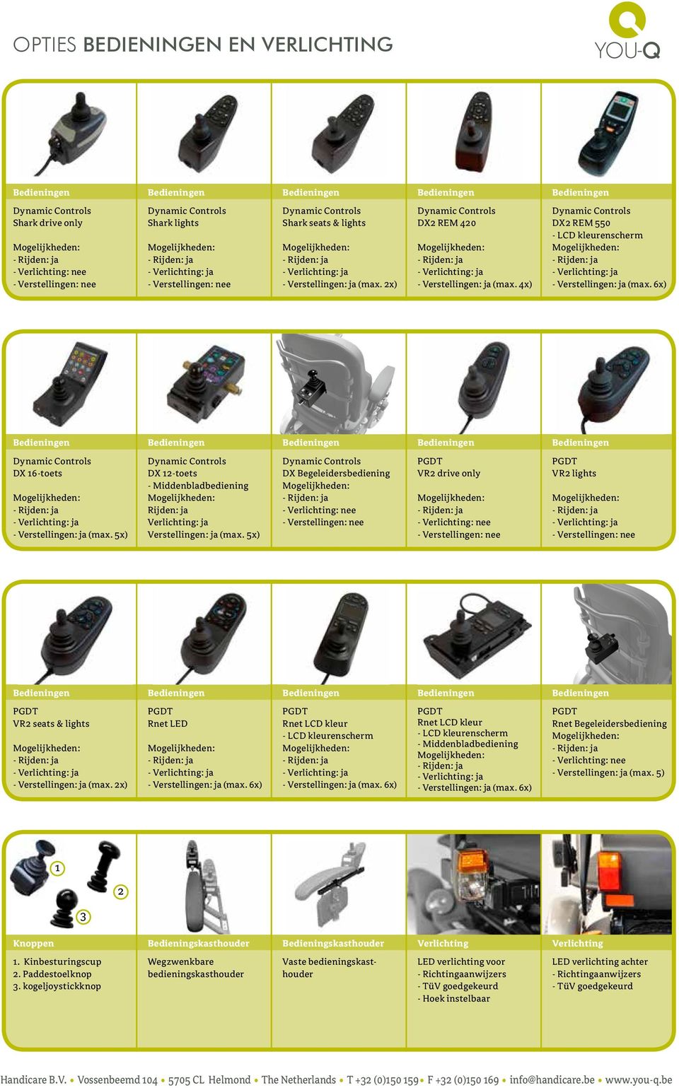 5x) DX Begeleidersbediening - Verlichting: nee VR2 drive only - Verlichting: nee VR2 lights VR2 seats & lights - Verstellingen: ja (max. 2x) Rnet LED - Verstellingen: ja (max.