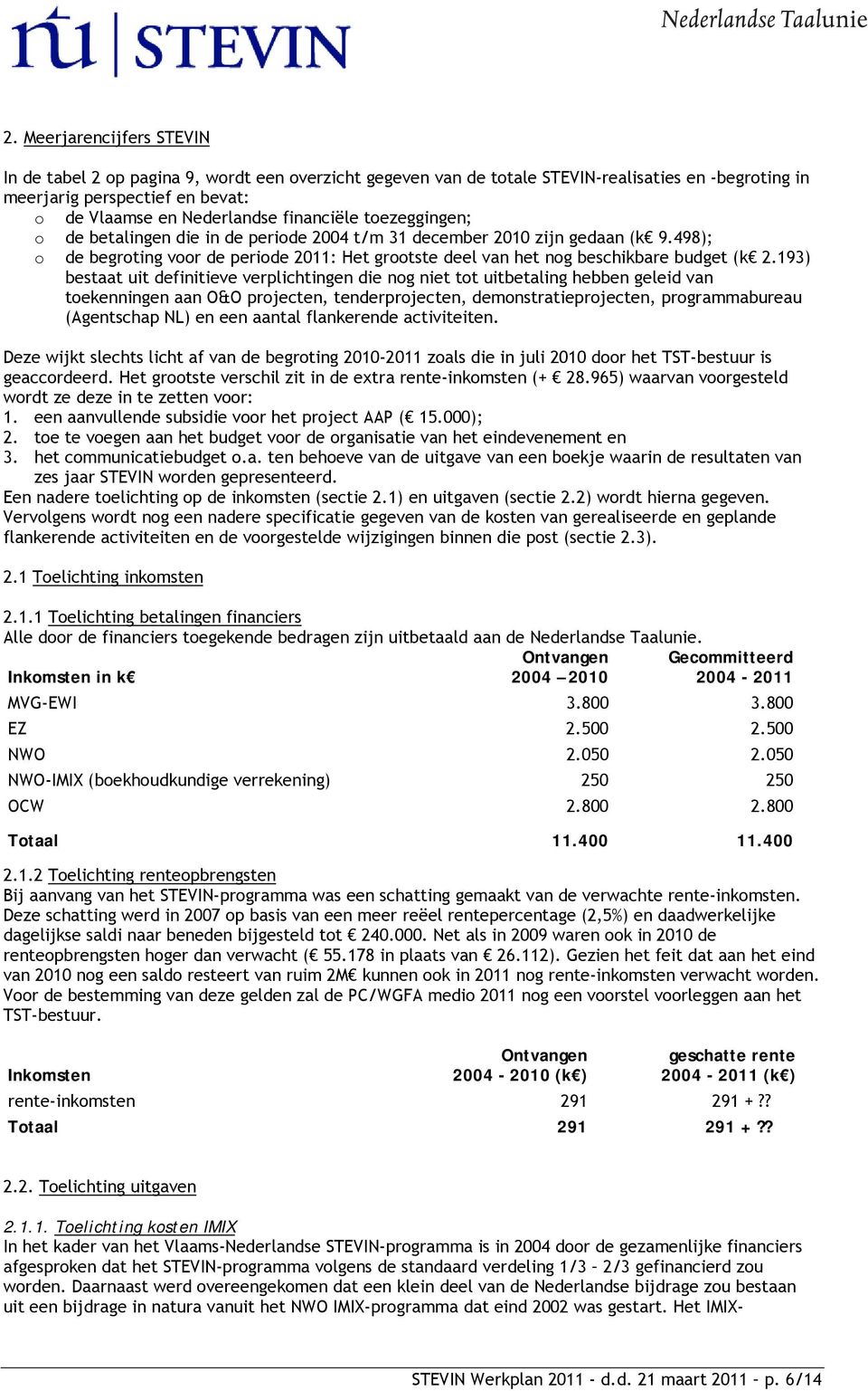 193) bestaat uit definitieve verplichtingen die nog niet tot uitbetaling hebben geleid van toekenningen aan O&O projecten, tenderprojecten, demonstratieprojecten, programmabureau (Agentschap NL) en