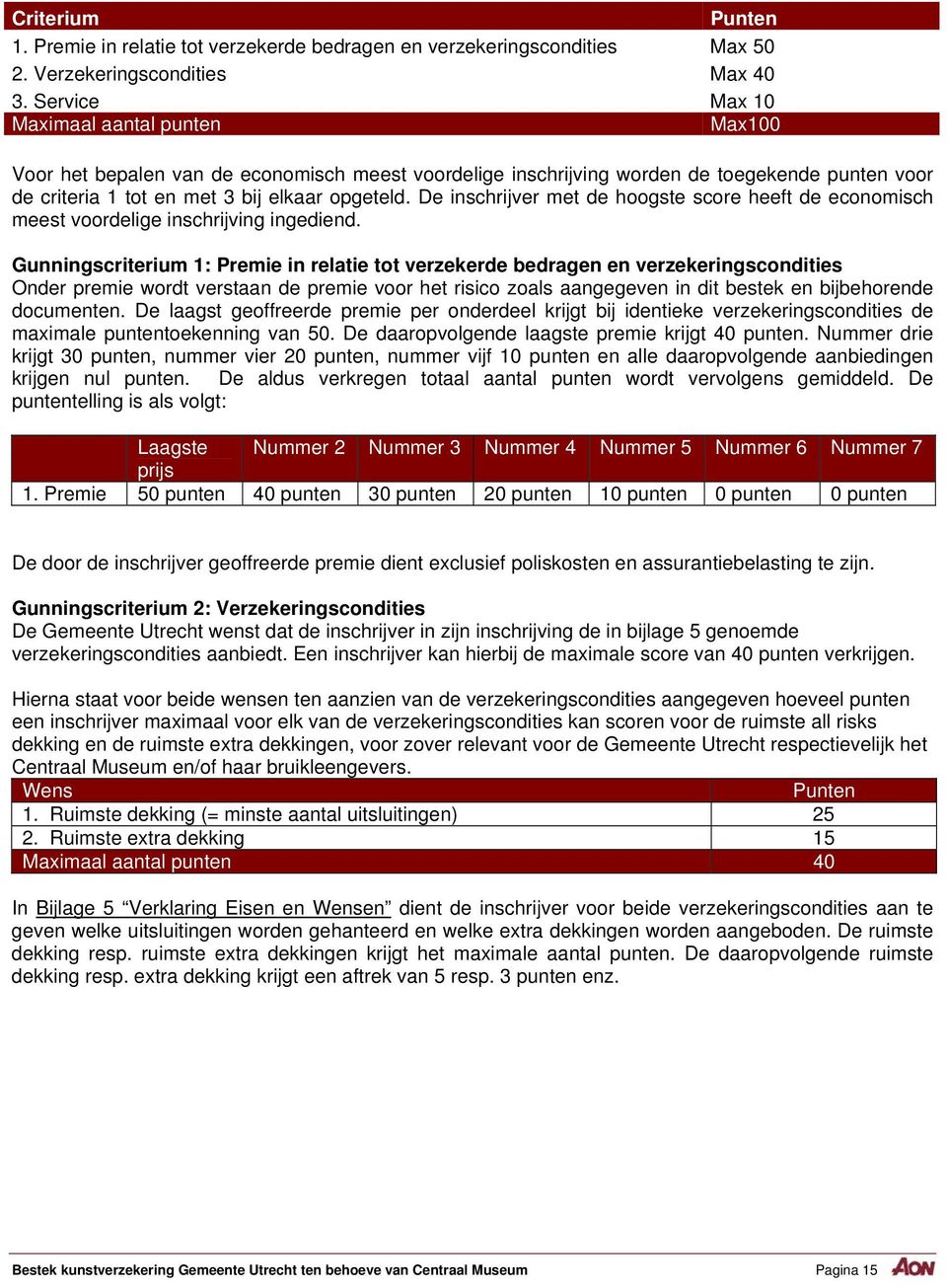 De inschrijver met de hoogste score heeft de economisch meest voordelige inschrijving ingediend.