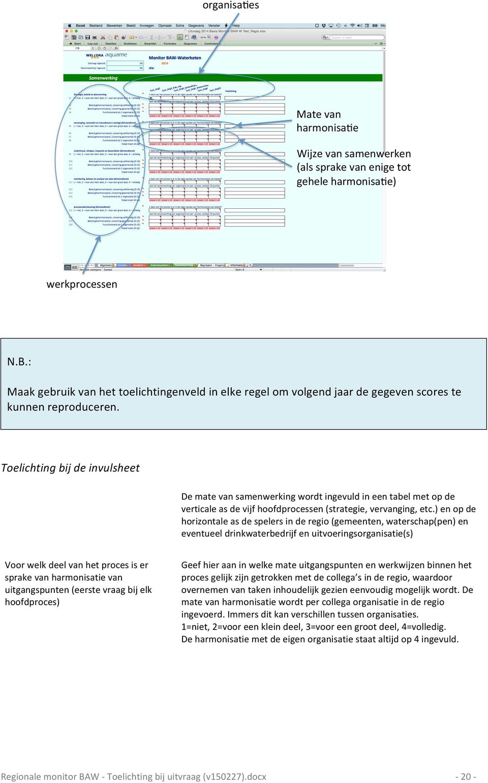 Toelichting bij de invulsheet De mate van samenwerking wordt ingevuld in een tabel met op de verticale as de vijf hoofdprocessen (strategie, vervanging, etc.