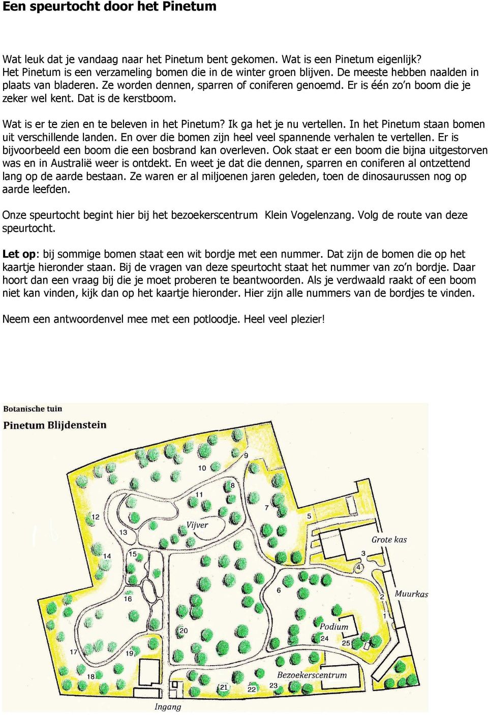 Wat is er te zien en te beleven in het Pinetum? Ik ga het je nu vertellen. In het Pinetum staan bomen uit verschillende landen. En over die bomen zijn heel veel spannende verhalen te vertellen.