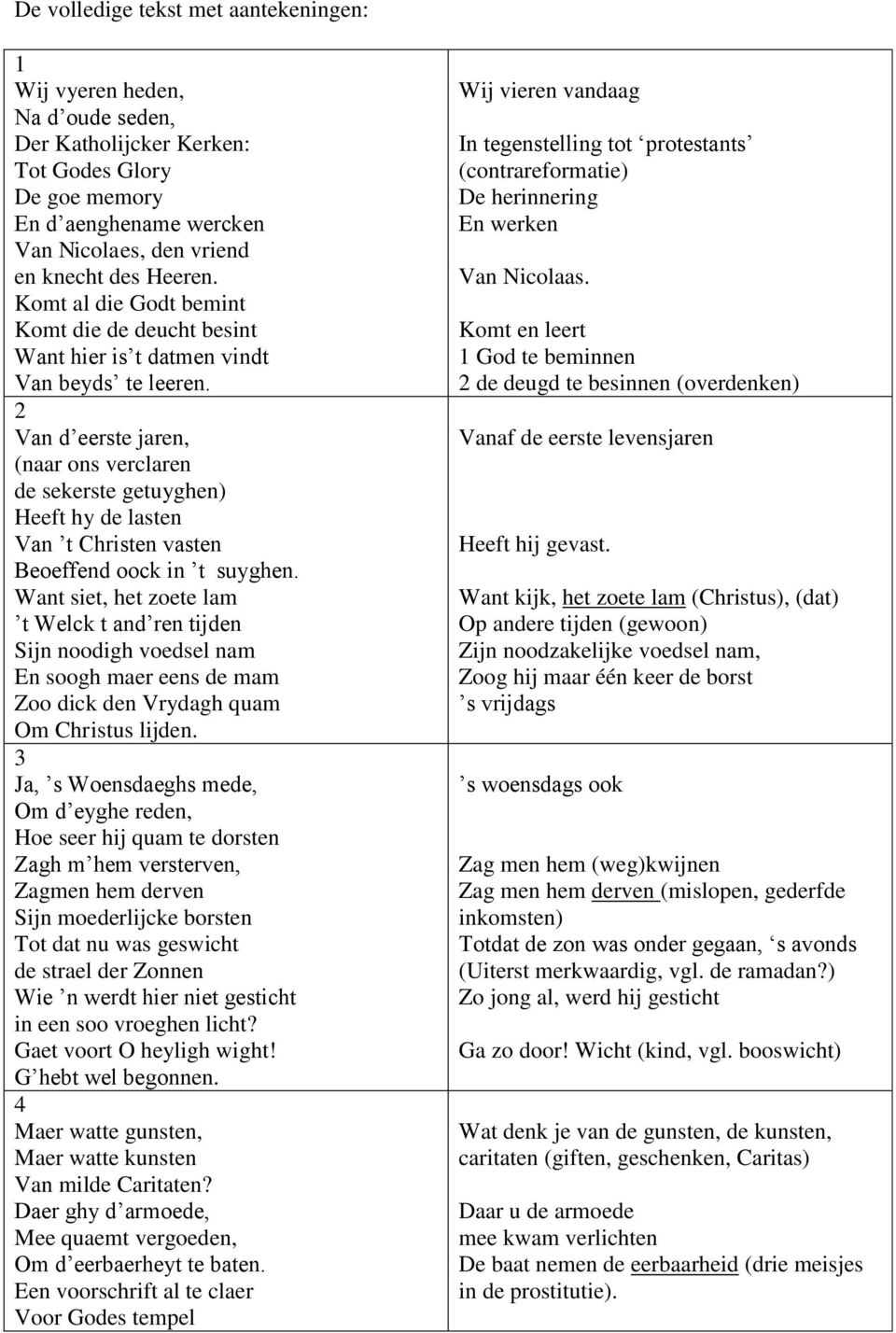 2 Van d eerste jaren, (naar ons verclaren de sekerste getuyghen) Heeft hy de lasten Van t Christen vasten Beoeffend oock in t suyghen.