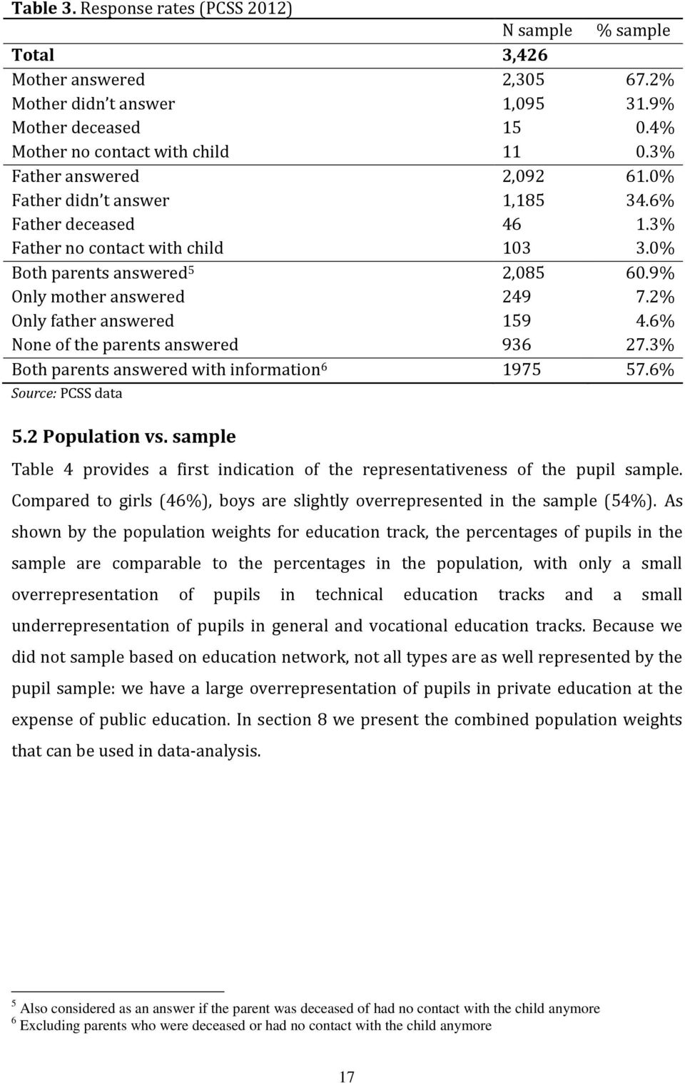 % Bth parents answered with infrmatin 6 975 57.6% Surce: PCSS data 5. Ppulatin vs. sample Table prvides a first indicatin f the representativeness f the pupil sample.