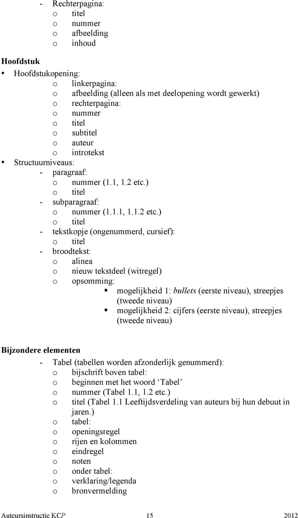 ) - subparagraaf: nummer (1.1.1, 1.1.2 etc.