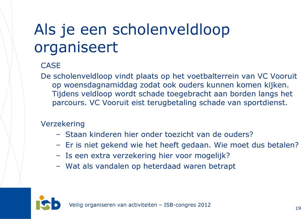 VC Vooruit eist terugbetaling schade van sportdienst. Verzekering Staan kinderen hier onder toezicht van de ouders?