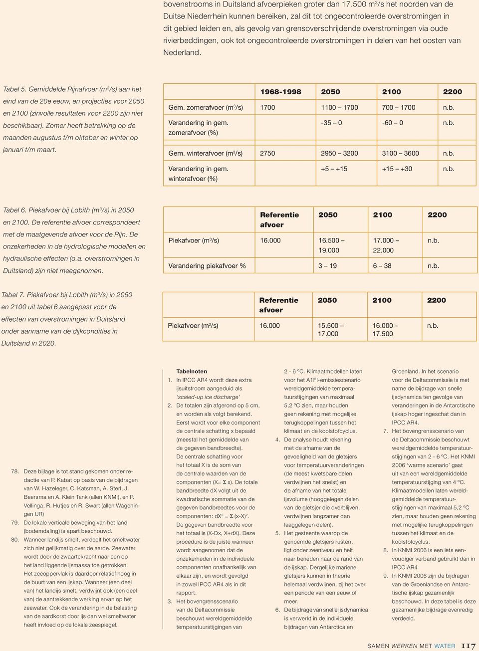 rivierbeddingen, ook tot ongecontroleerde overstromingen in delen van het oosten van Nederland. Tabel 5.