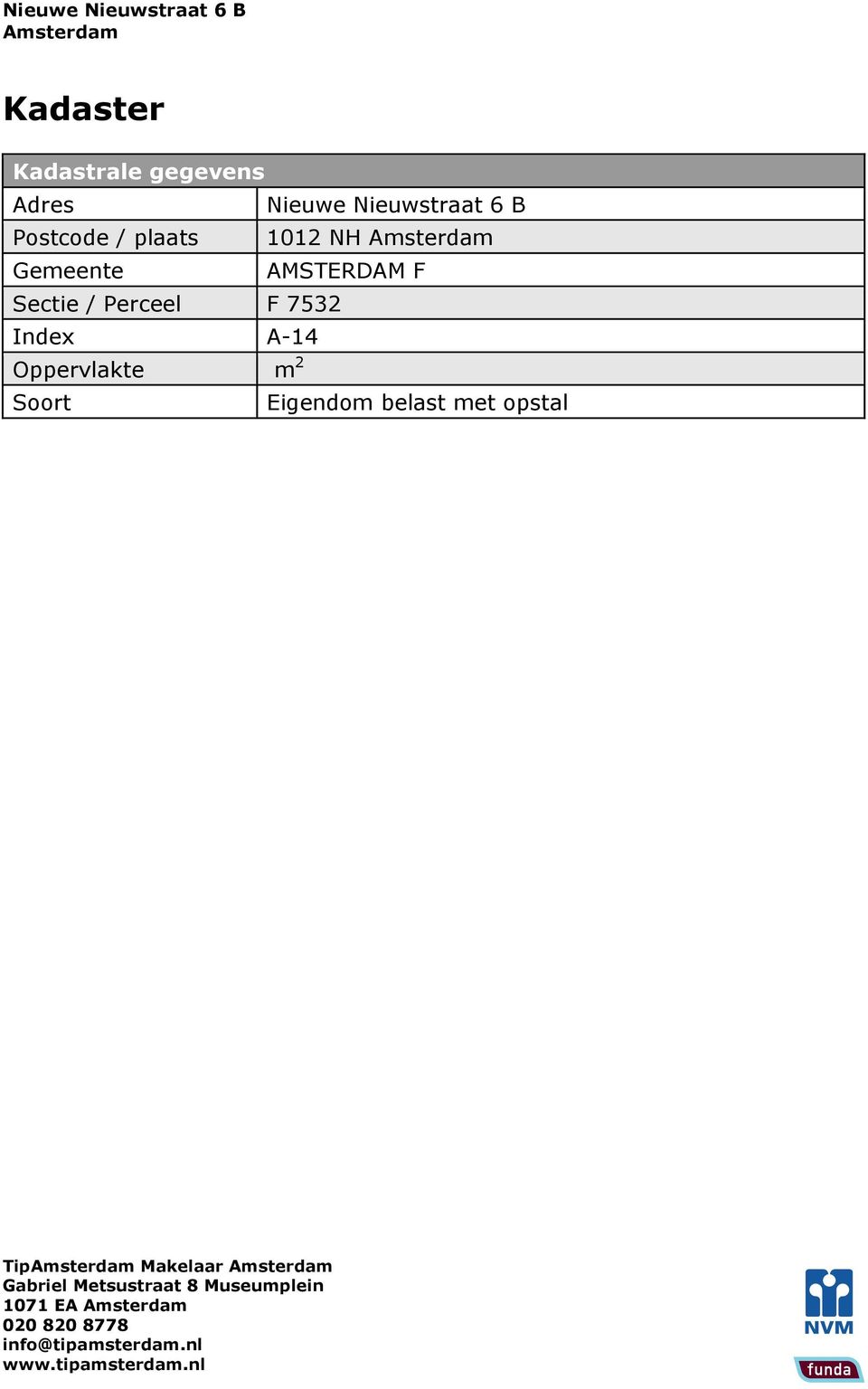 Gemeente AMSTERDAM F Sectie / Perceel F 7532