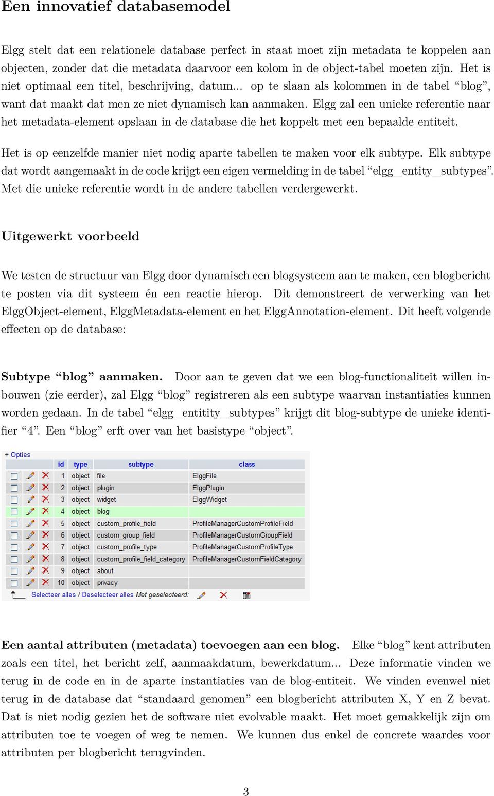 Elgg zal een unieke referentie naar het metadata-element opslaan in de database die het koppelt met een bepaalde entiteit.