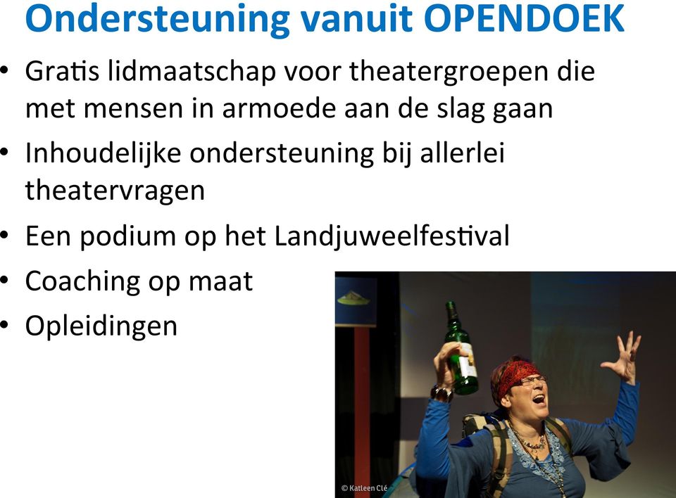 Inhoudelijke ondersteuning bij allerlei theatervragen Een