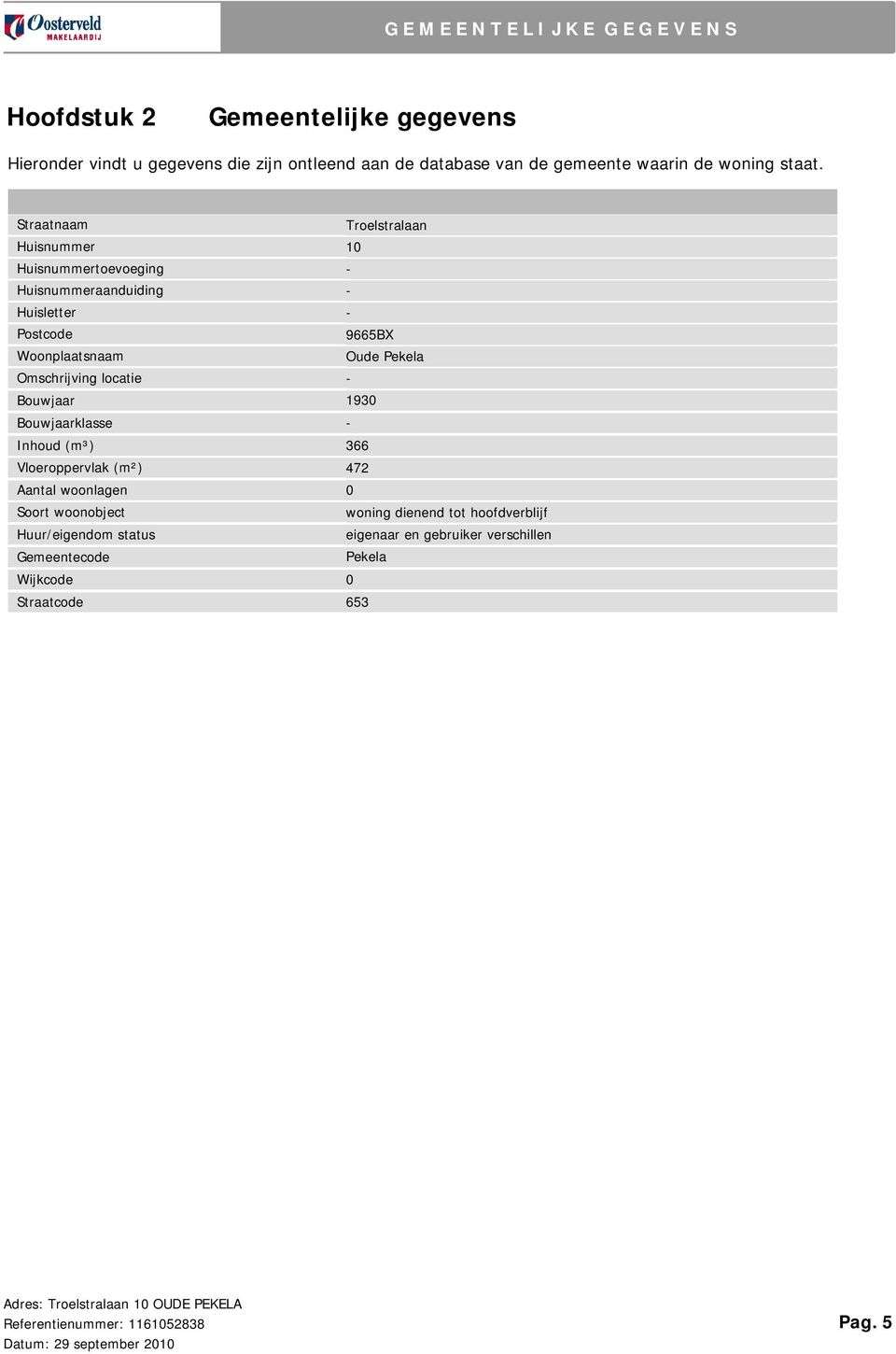 Straatnaam Huisnummer Huisnummertoevoeging Huisnummeraanduiding Huisletter Postcode Woonplaatsnaam Omschrijving locatie Bouwjaar Bouwjaarklasse Inhoud