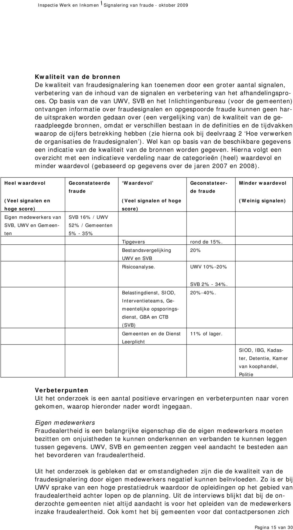 vergelijking van) de kwaliteit van de geraadpleegde bronnen, omdat er verschillen bestaan in de definities en de tijdvakken waarop de cijfers betrekking hebben (zie hierna ook bij deelvraag 2 Hoe