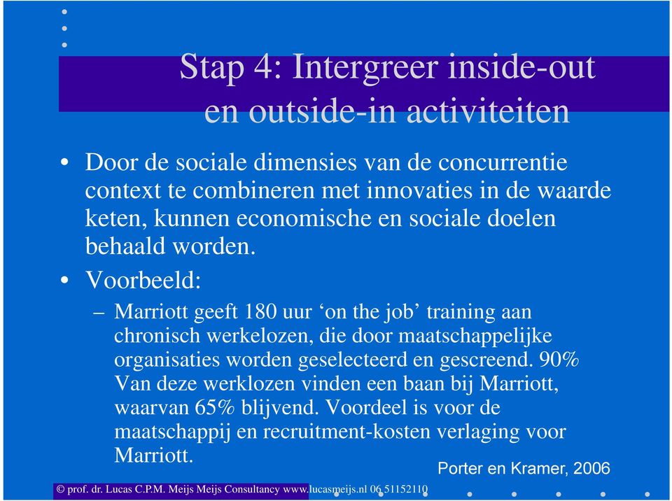 Voorbeeld: Marriott geeft 180 uur on the job training aan chronisch werkelozen, die door maatschappelijke organisaties worden