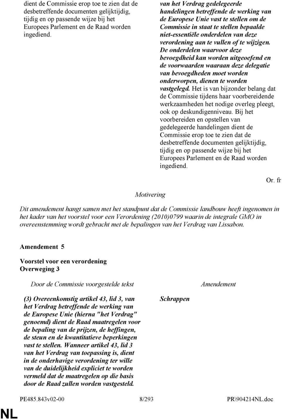 te vullen of te wijzigen. De onderdelen waarvoor deze bevoegdheid kan worden uitgeoefend en de voorwaarden waaraan deze delegatie van bevoegdheden moet worden onderworpen, dienen te worden vastgelegd.